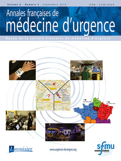 Couverture de l’ouvrage Annales françaises de médecine d'urgence Vol. 6 n°5 - Septembre-Octobre 2016