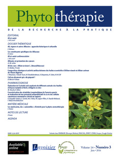 Couverture de l’ouvrage Phytothérapie. Vol. 14 N°3 - Juin 2016