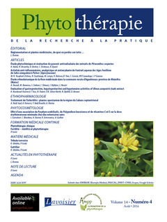 Couverture de l'ouvrage Phytothérapie. Vol. 14 N°4 - Août 2016