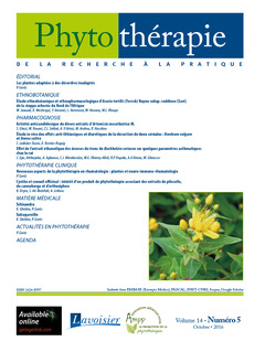 Couverture de l’ouvrage Phytothérapie. Vol. 14 N°5 - Octobre 2016