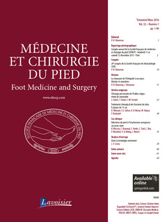 Couverture de l'ouvrage Médecine et chirurgie du pied Vol. 32 N° 1 - Mars 2016
