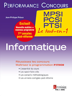 Couverture de l’ouvrage Informatique 1re année MPSI, PCSI, PTSI