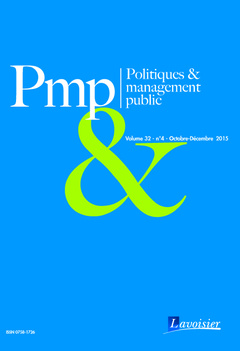 Couverture de l’ouvrage Politiques & management public Volume 32 N° 4 - Octobre-Décembre 2015