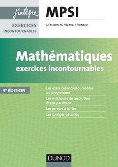 Couverture de l’ouvrage Mathématiques Exercices incontournables MPSI - 4e éd.