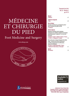 Couverture de l'ouvrage Médecine et chirurgie du pied Vol. 32 N° 2 - Juin 2016