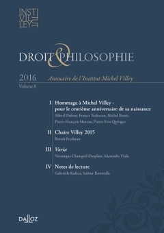 Couverture de l’ouvrage Annuaire de l'Institut Michel Villey 2016 - Volume 8