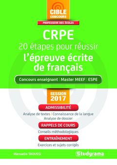 Couverture de l’ouvrage CRPE - 20 étapes pour réussir l'épreuve écrite de français