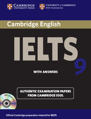 Couverture de l’ouvrage Cambridge IELTS 9 Self-study Pack (Student's Book with Answers and 2 Audio CDs)