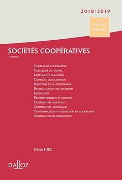Couverture de l’ouvrage Sociétés coopératives 2018/19. 2e éd. - Création . Organisation . Fonctionnement