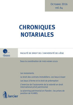 Couverture de l’ouvrage Chroniques notariales -  volume 64