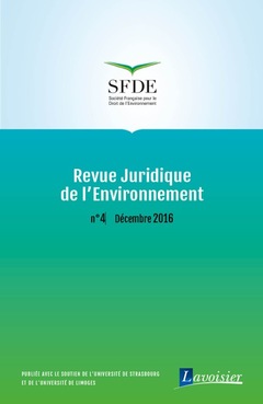 Couverture de l’ouvrage Revue Juridique de l'Environnement N° 4 / Décembre 2016