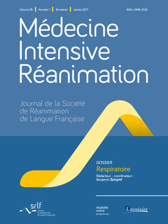 Couverture de l’ouvrage Médecine Intensive Réanimation Vol. 26 N°1 - Janvier 2017