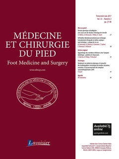 Couverture de l’ouvrage Médecine et chirurgie du pied Vol. 33 N° 2 - Juin 2017