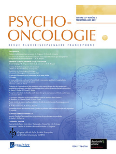 Couverture de l’ouvrage Psycho-Oncologie Vol. 11 N° 2 - Juin 2017
