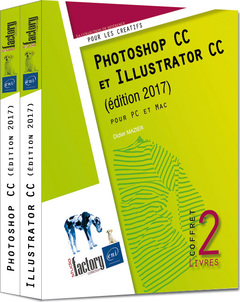 Couverture de l’ouvrage Photoshop CC et Illustrator CC (édition 2017) - Coffret de 2 livres