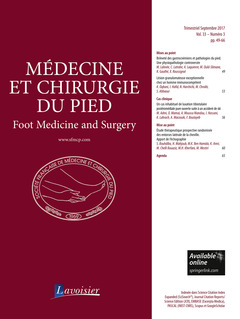 Couverture de l’ouvrage Médecine et chirurgie du pied Vol. 33 N° 3 - Septembre 2017