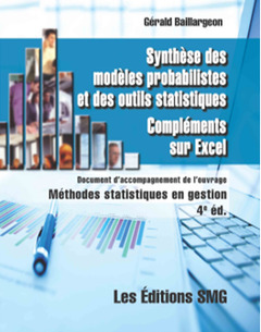 Couverture de l’ouvrage Synthèse des modèles probabilistes et des outils statistiques. Compléments sur Excel