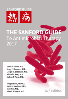 Couverture de l’ouvrage The Sanford Guide to Antimicrobial Therapy 2017 (Pocket Ed.) 
