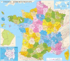 Couverture de l’ouvrage Poster France administrative - Nouvelles régions plastifiée - IGN 2017 