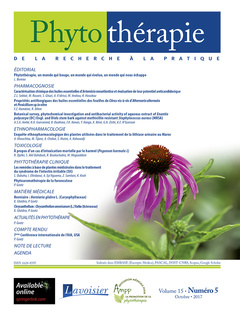 Couverture de l’ouvrage Phytothérapie. Vol. 15 N° 5 - Octobre 2017