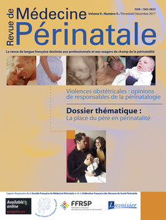 Couverture de l'ouvrage Revue de Médecine Périnatale Vol. 9 N° 4 Décembre 2017
