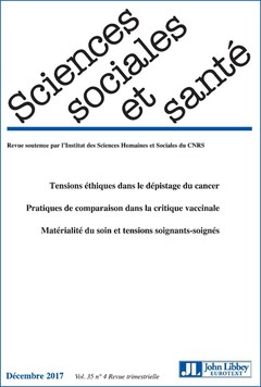 Cover of the book Revue Sciences Sociales et Santé. Vol 35 - N°4 - Décembre 2017