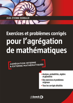 Couverture de l’ouvrage Exercices et problèmes corrigés pour l'agrégation de mathématiques