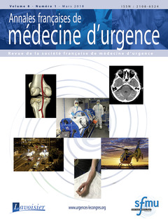 Couverture de l'ouvrage Annales françaises de médecine d'urgence Vol. 8 n°1 - Mars 2018