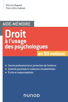 Couverture de l’ouvrage Aide-mémoire - Droit à l'usage des psychologues