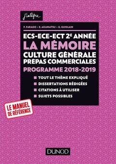 Couverture de l’ouvrage ECS-ECE-ECT 2e année - La mémoire - Culture générale Prépas commerciales - Programme 2018-2019