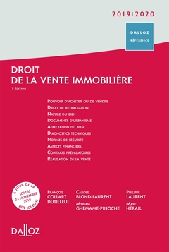 Cover of the book Droit de la vente immobilière 2019/20. 7e éd.