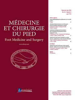 Couverture de l’ouvrage Médecine et chirurgie du pied Vol. 34 N° 2 - Juin 2018