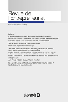 Couverture de l’ouvrage Revue de l'entrepreneuriat 2018/1