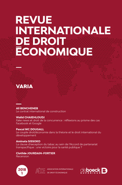 Cover of the book Revue internationale de droit économique 2018/1 - Varia