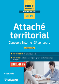 Couverture de l’ouvrage Attaché territorial - Concours interne et 3ème concours 2019
