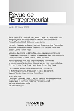 Couverture de l’ouvrage Revue de l'entrepreneuriat 2018/2