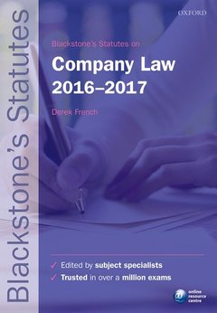Cover of the book Blackstone's Statutes on Company Law 2016-2017