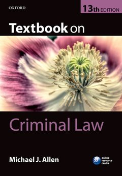 Couverture de l’ouvrage Textbook on Criminal Law