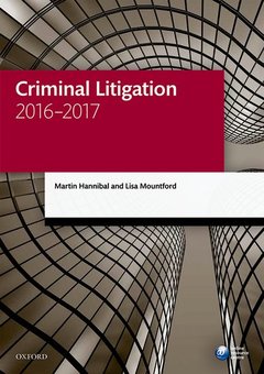 Couverture de l’ouvrage Criminal Litigation 2016-2017