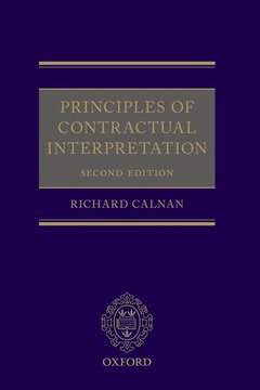 Couverture de l’ouvrage Principles of Contractual Interpretation