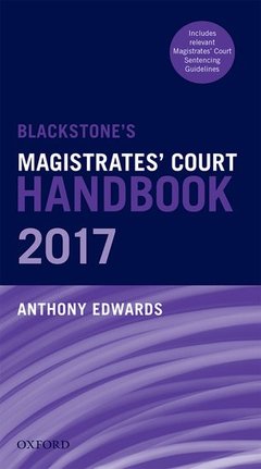 Couverture de l’ouvrage Blackstone's Magistrates' Court Handbook 2017