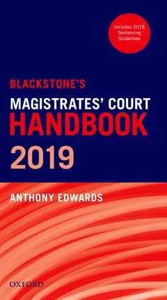 Couverture de l’ouvrage Blackstone's Magistrates' Court Handbook 2019