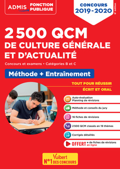 Couverture de l’ouvrage 2500 QCM de culture générale et d'actualité - Méthode + entraînement - Catégories B et C