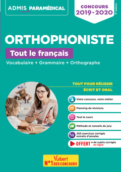 Couverture de l’ouvrage Concours orthophoniste - francais: vocabulaire, grammaire, orthographe