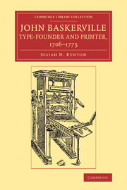 Couverture de l’ouvrage John Baskerville, Type-Founder and Printer, 1706–1775