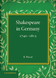 Couverture de l’ouvrage Shakespeare in Germany, 1740–1815
