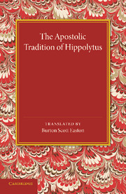 Couverture de l’ouvrage The Apostolic Tradition of Hippolytus