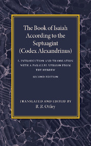 Couverture de l’ouvrage The Book of Isaiah According to the Septuagint: Volume 1, Introduction and Translation with a Parallel Version from the Hebrew