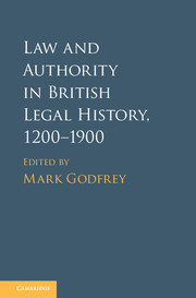Couverture de l’ouvrage Law and Authority in British Legal History, 1200–1900