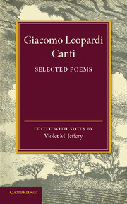 Couverture de l’ouvrage Giacomo Leopardi: Canti